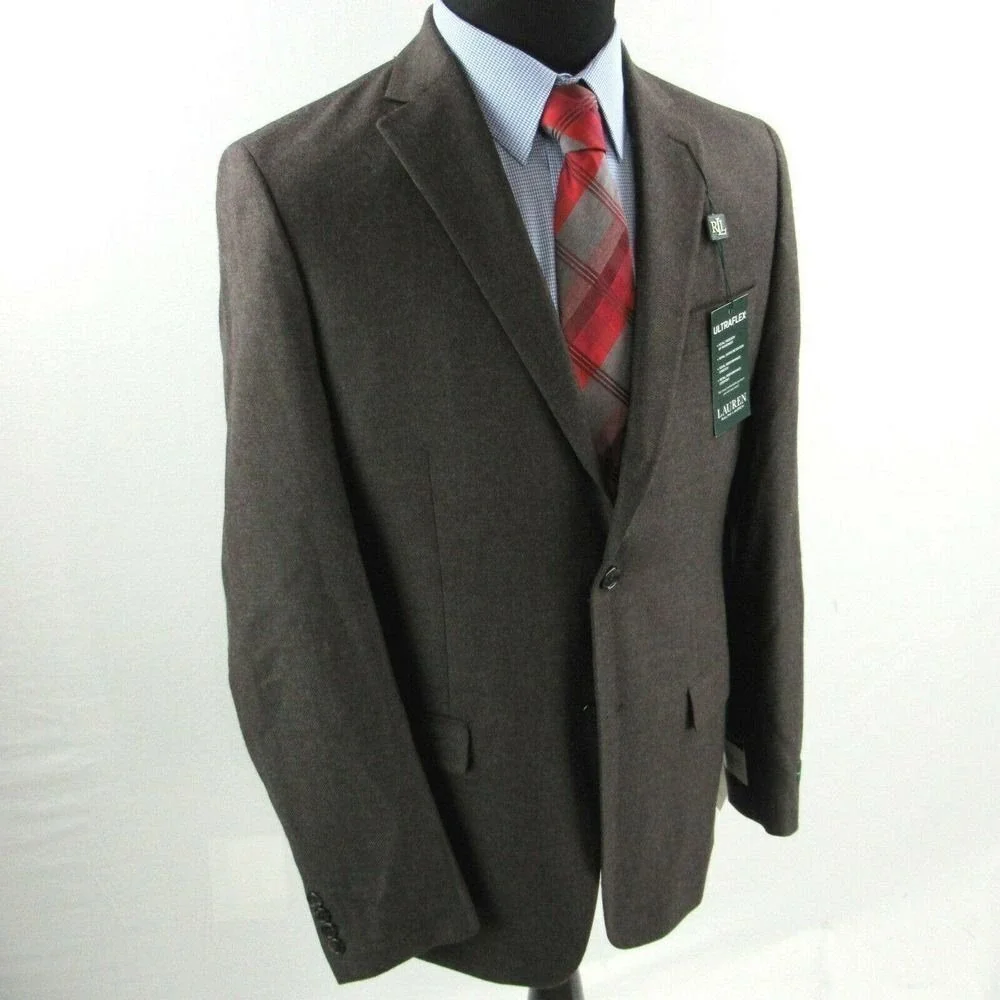 LRL Ralph Lauren Blazer Mens 40L‎ 40 Brown Twill Stretch Sport Coat $350 NEW